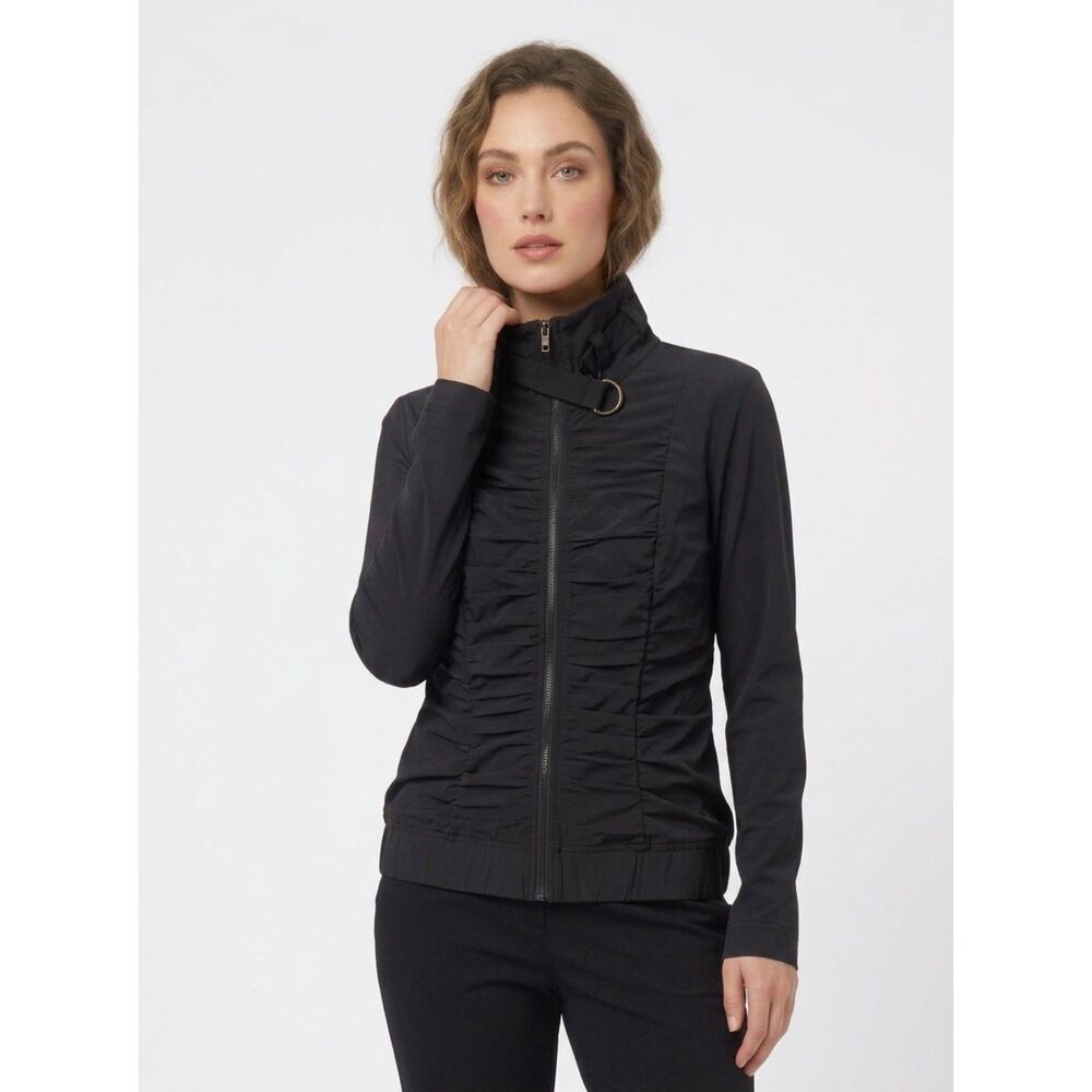 Wearables XCVI Momentum Ruched Full Zip Active Jacket Black Size XS